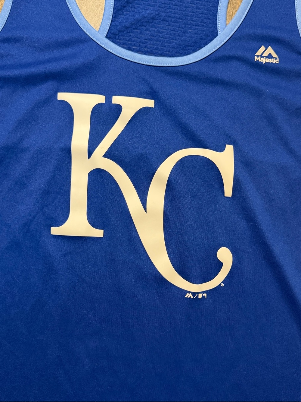 Majestic Kansas City Royals Cool Base Racerback Tank Top Blue White Logo XXL - Picture 3 of 8